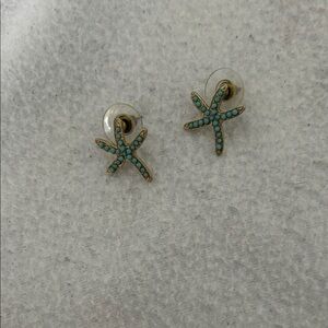 Starfish Stud Earrings in Turquoise and Gold